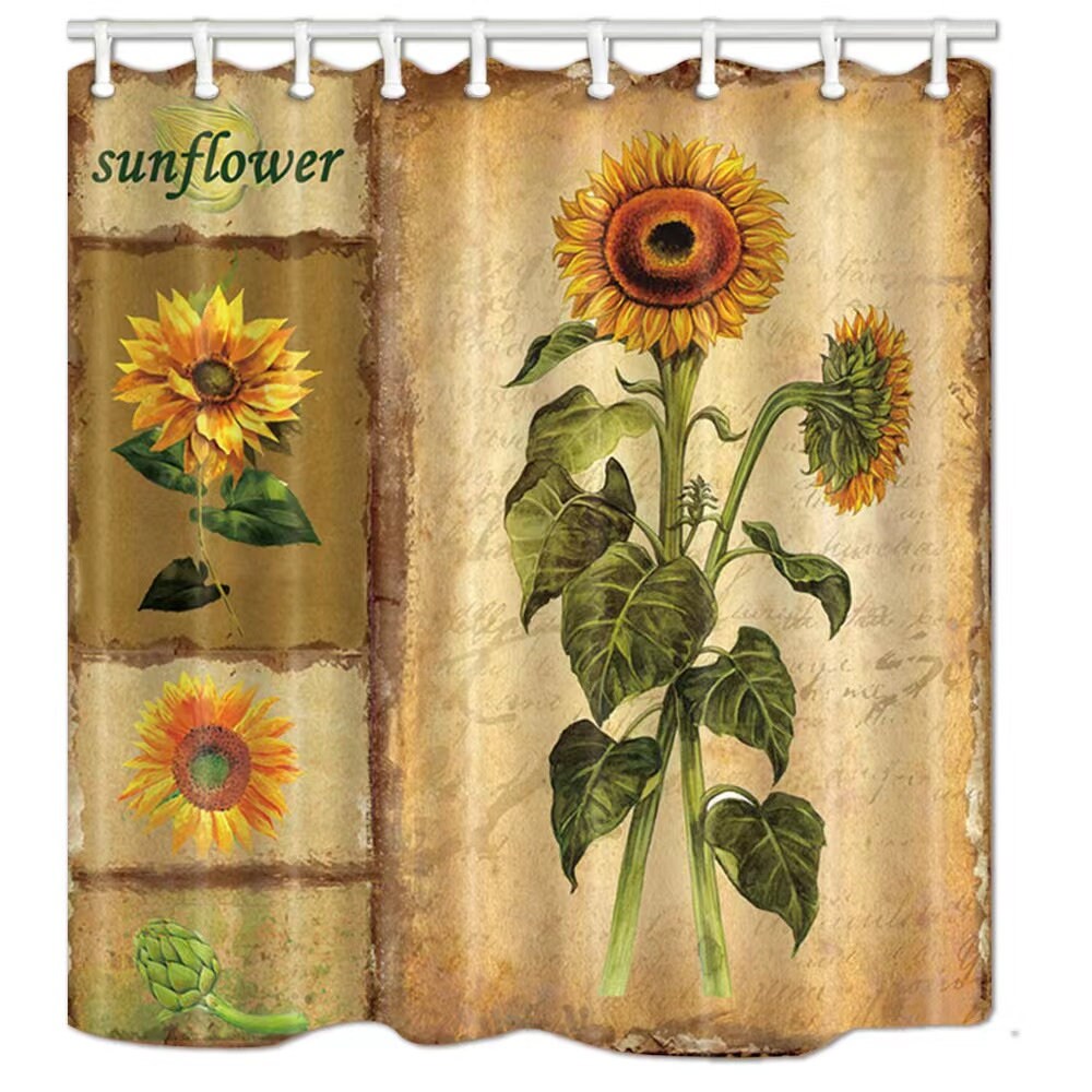 Vintage Sunflower Shower Curtain - Creative Fabric Design for a Modern Bathroom