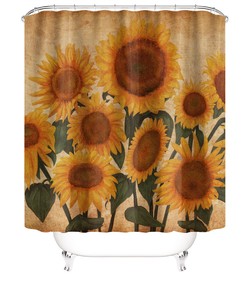 Vintage Sunflower Shower Curtain for a Nostalgic and Romantic Bathroom