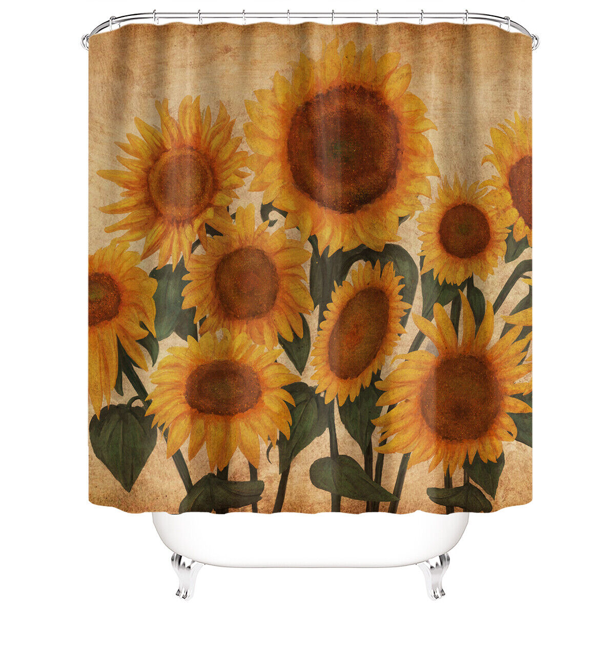 Vintage Sunflower Shower Curtain for a Nostalgic and Romantic Bathroom