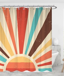 Vintage Sunset 70'S Canvas Shower Curtain With A Contemporary Twist