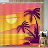 Vintage Sunset Shower Curtain With Palm Trees Print For A Relaxing And Tropical Bathroom