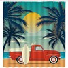 Vintage Surfing Car Shower Curtain For A Beachy Bathroom