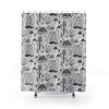Vintage Taupe Mushroom Shower Curtain with Psychedelic Trippy Mushrooms Pattern, Nature Theme Bathroom Decor 