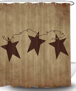 Vintage Texas Star Shower Curtain - Rustic Iron Stars and Americana Design for Western-Inspired Bathroom 