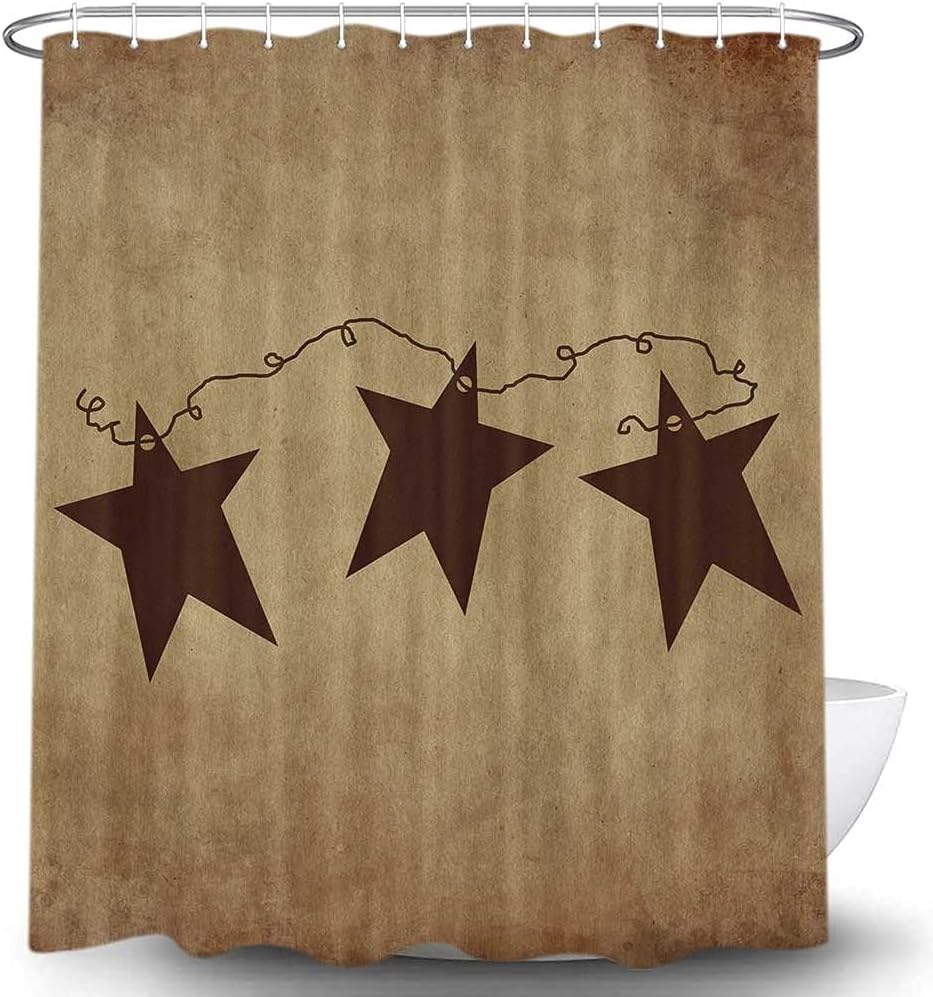 Vintage Texas Star Shower Curtain - Rustic Iron Stars and Americana Design for Western-Inspired Bathroom