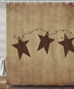 Vintage Texas Star Shower Curtain - Rustic Iron Stars and Americana Design for Western-Inspired Bathroom