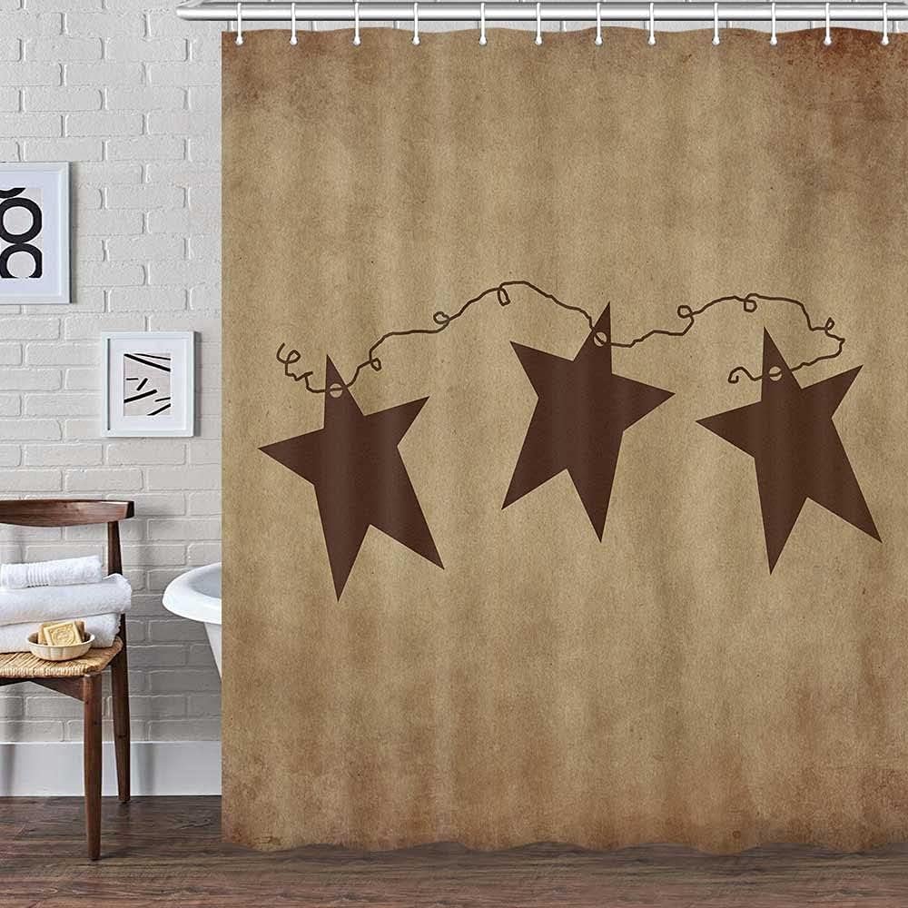 Vintage Texas Star Shower Curtain - Rustic Iron Stars and Americana Design for Western-Inspired Bathroom