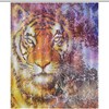 Vintage Tiger Head Shower Curtain - Modern and Funny Design with Space Background for a Playful Bathroom 
