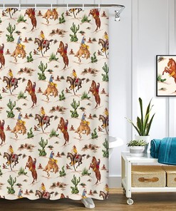 Vintage Toile Hunter Fabric Shower Curtain in Small Waterproof for RV Camper