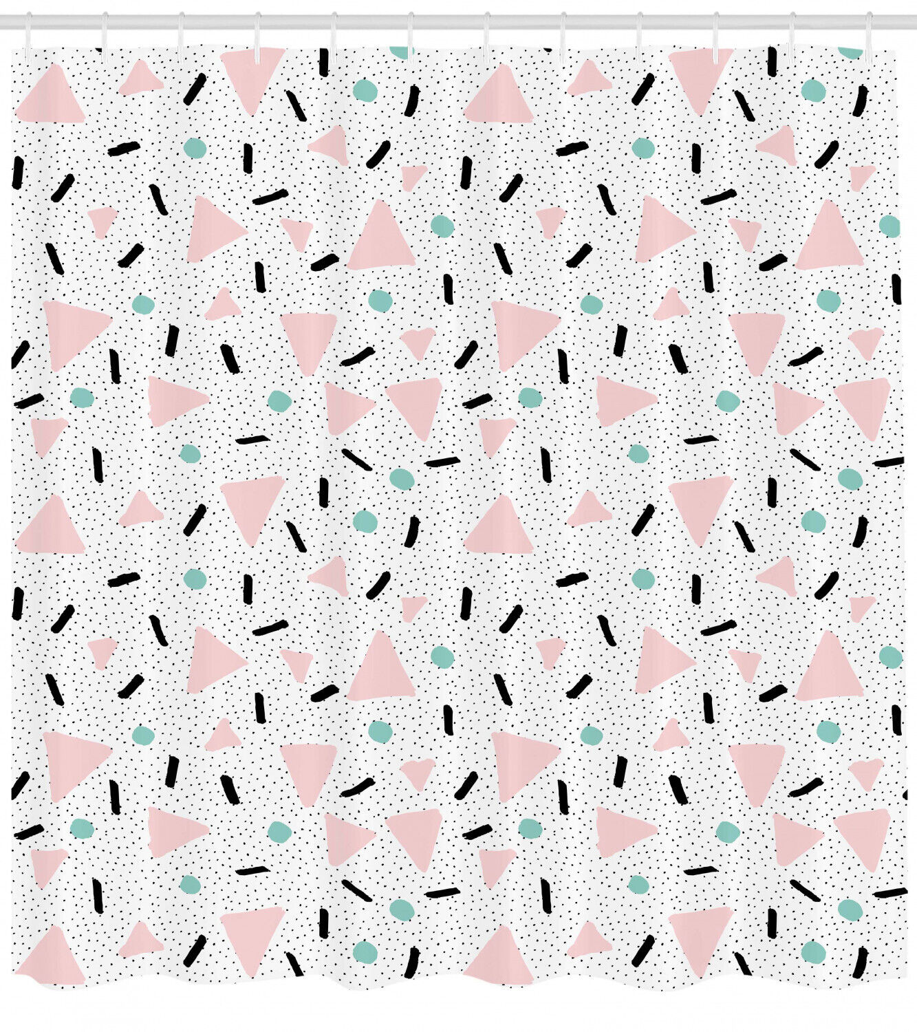 Vintage Triangles Dots Print Shower Curtain For Retro Bathroom