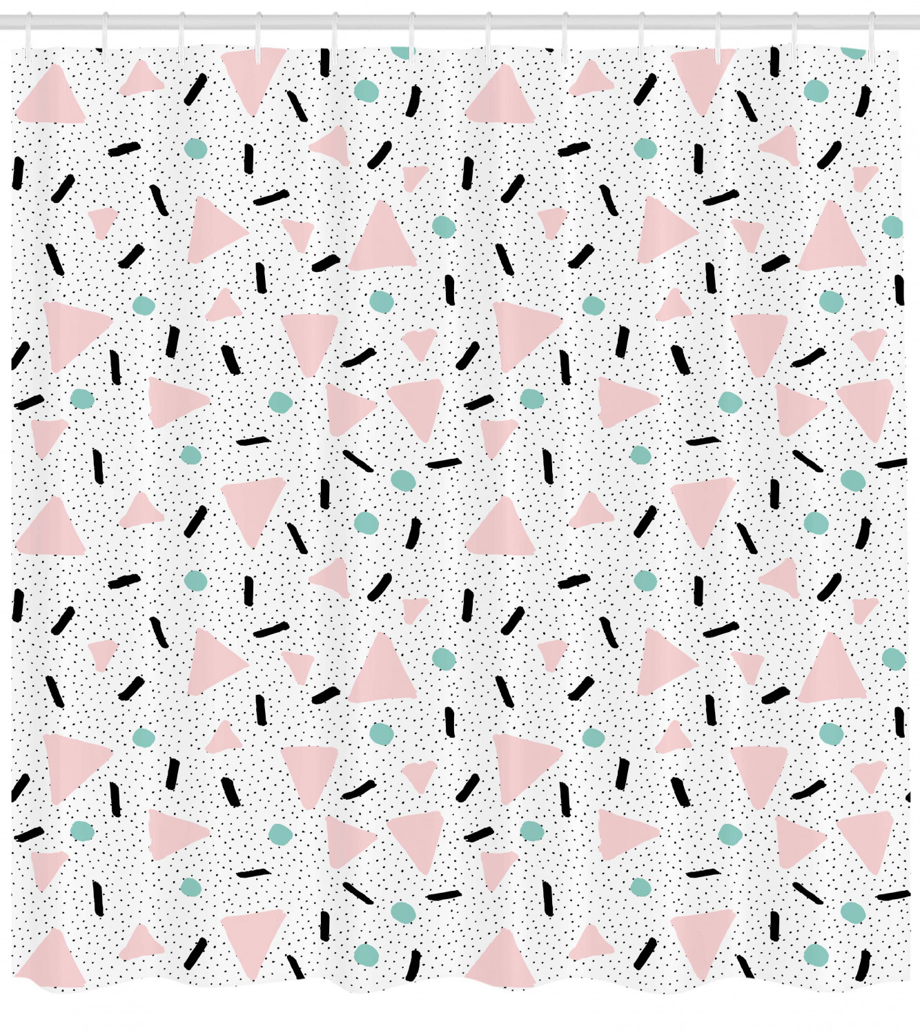 Vintage Triangles Dots Print Shower Curtain For Retro Bathroom