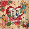 Vintage Valentine'S Day Shower Curtain With Abstract Love Cupid And Country Rose Flower By Allenjoy