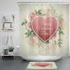 Vintage Valentine's Day Shower Curtain - Pink Rose Flower Design 