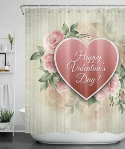 Vintage Valentine's Day Shower Curtain - Pink Rose Flower Design