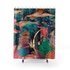 Vintage Vibe Nautical Shower Curtain With Colorful Fish And Corals In Blue And Orange