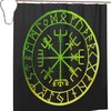 Vintage Viking Norse Mythology Warrior Compass Print Shower Curtain - Waterproof Bath Curtain