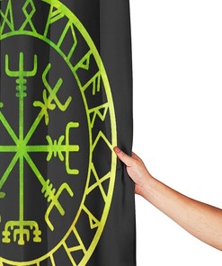 Vintage Viking Norse Mythology Warrior Compass Print Shower Curtain - Waterproof Bath Curtain