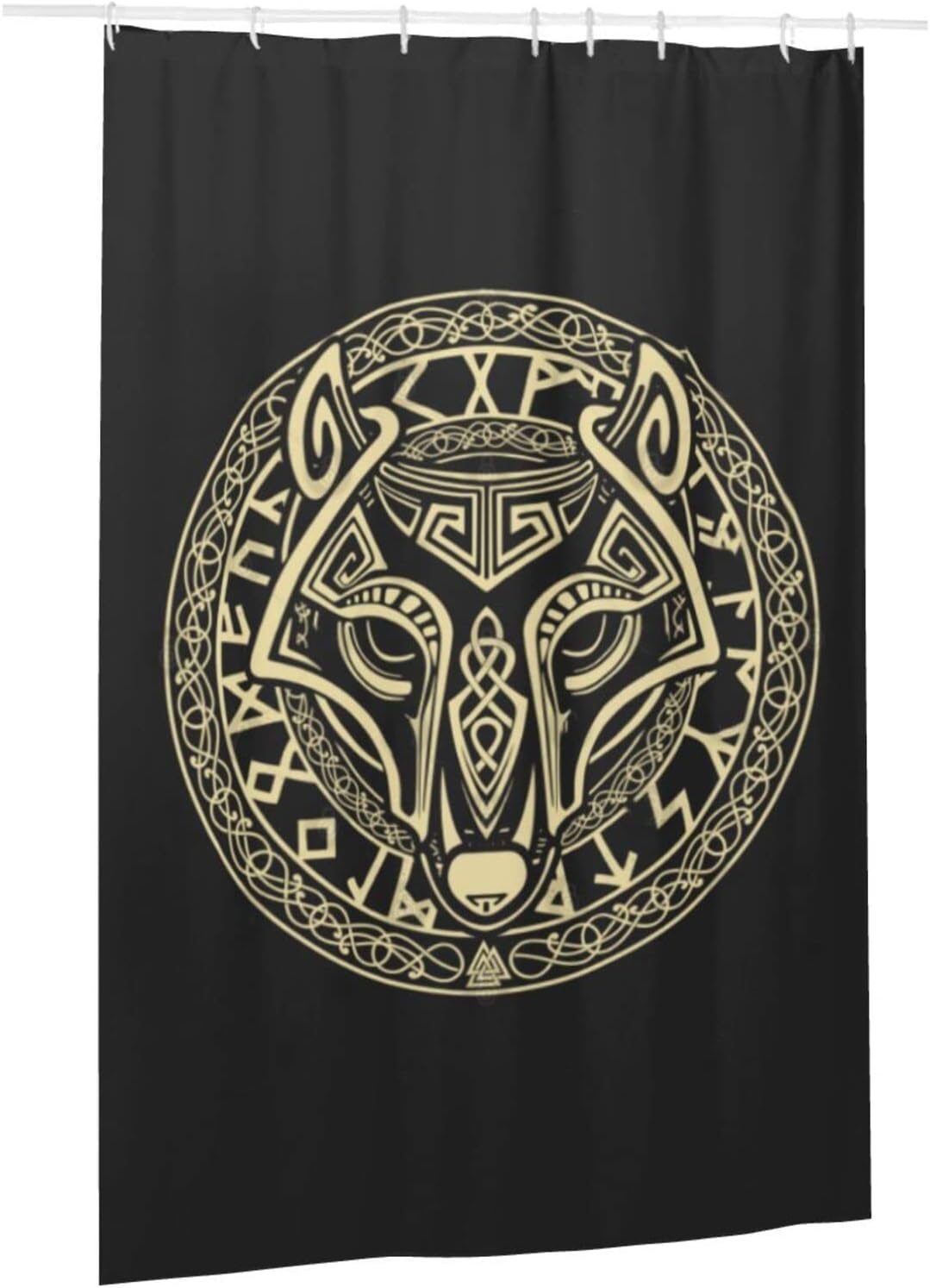 Vintage Viking Wolf Shower Curtain, Waterproof Bathroom Curtain with Nordic Home Decor Theme