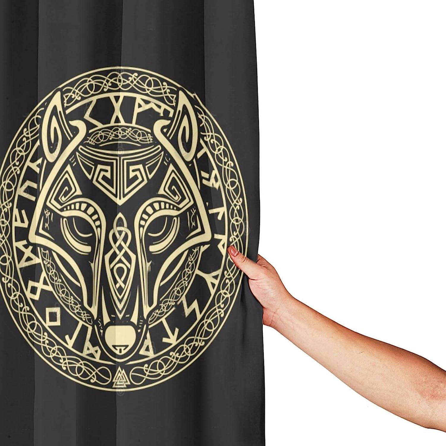 Vintage Viking Wolf Shower Curtain, Waterproof Bathroom Curtain with Nordic Home Decor Theme