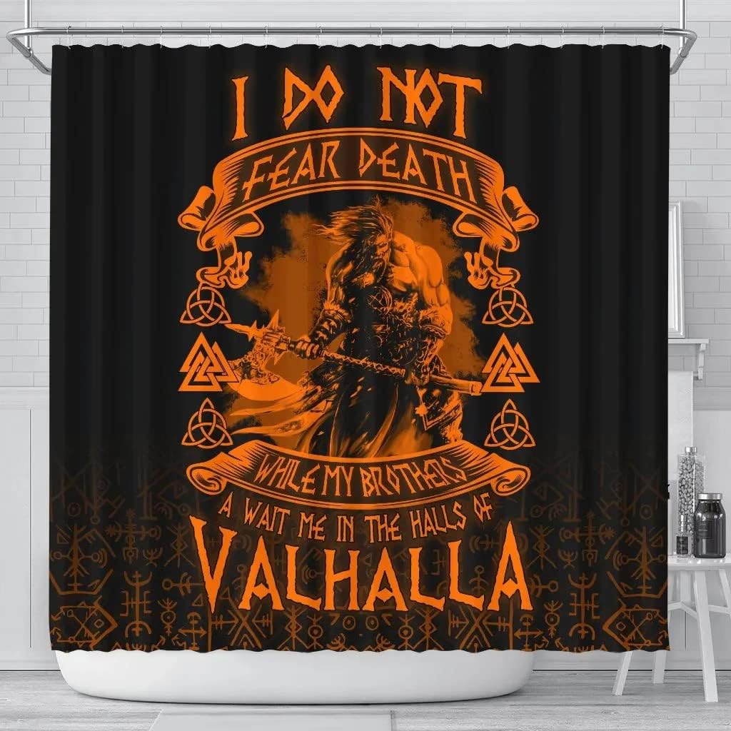 Vintage Warrior Valhalla Norse Vikings Shower Curtain Cover, 3D Print Waterproof for Bathroom/Laundry