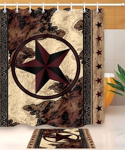 Vintage Western Accessories Shower Curtain - Texas Star Fabric Design for a Rustic Bathroom 