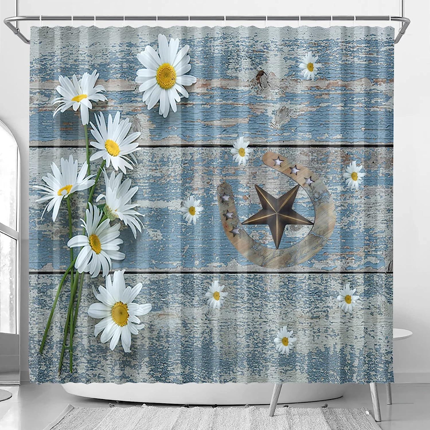 Vintage Western Cowboy Star Shower Curtain For Bathroom