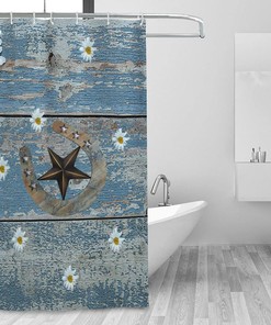 Vintage Western Cowboy Star Shower Curtain For Bathroom