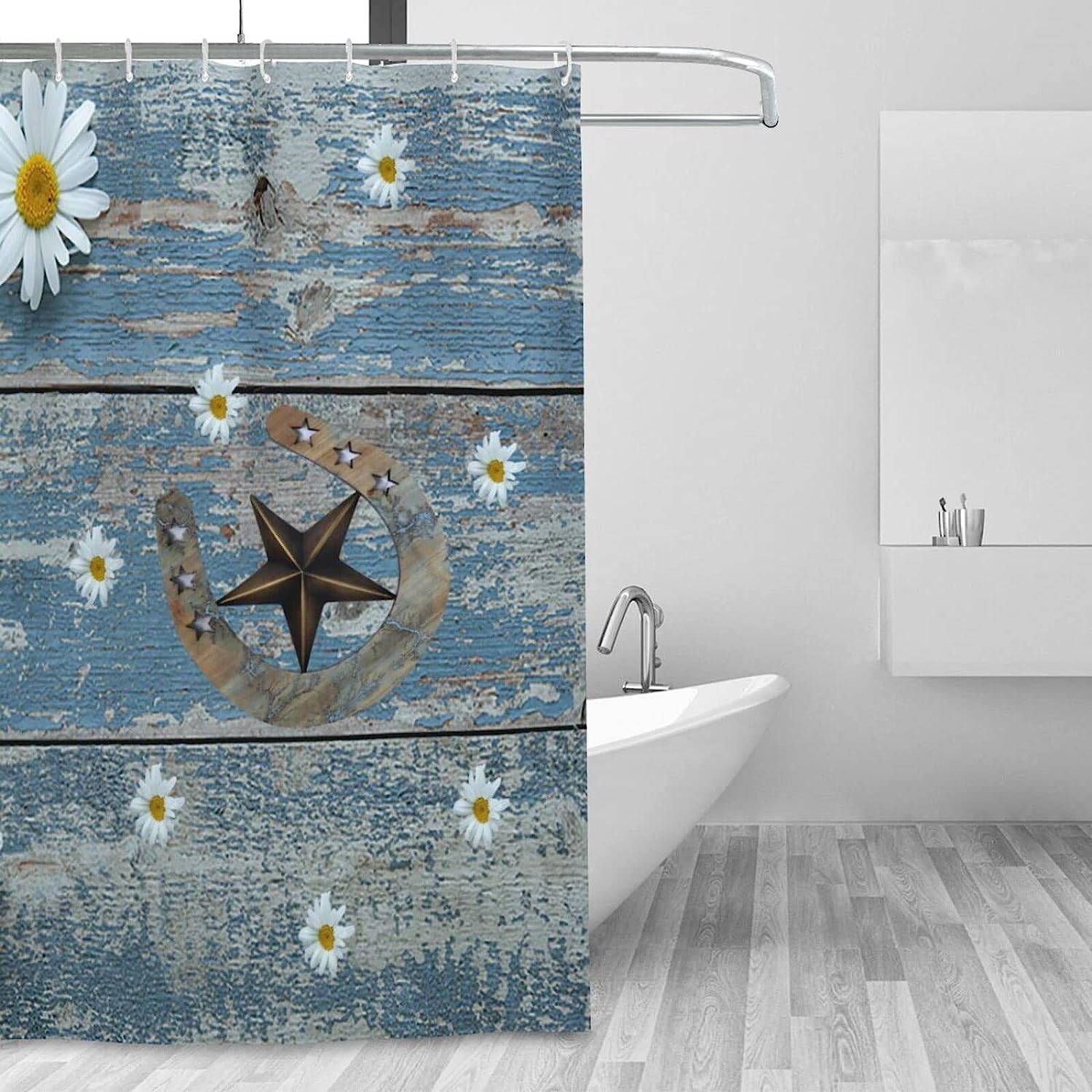 Vintage Western Cowboy Star Shower Curtain For Bathroom