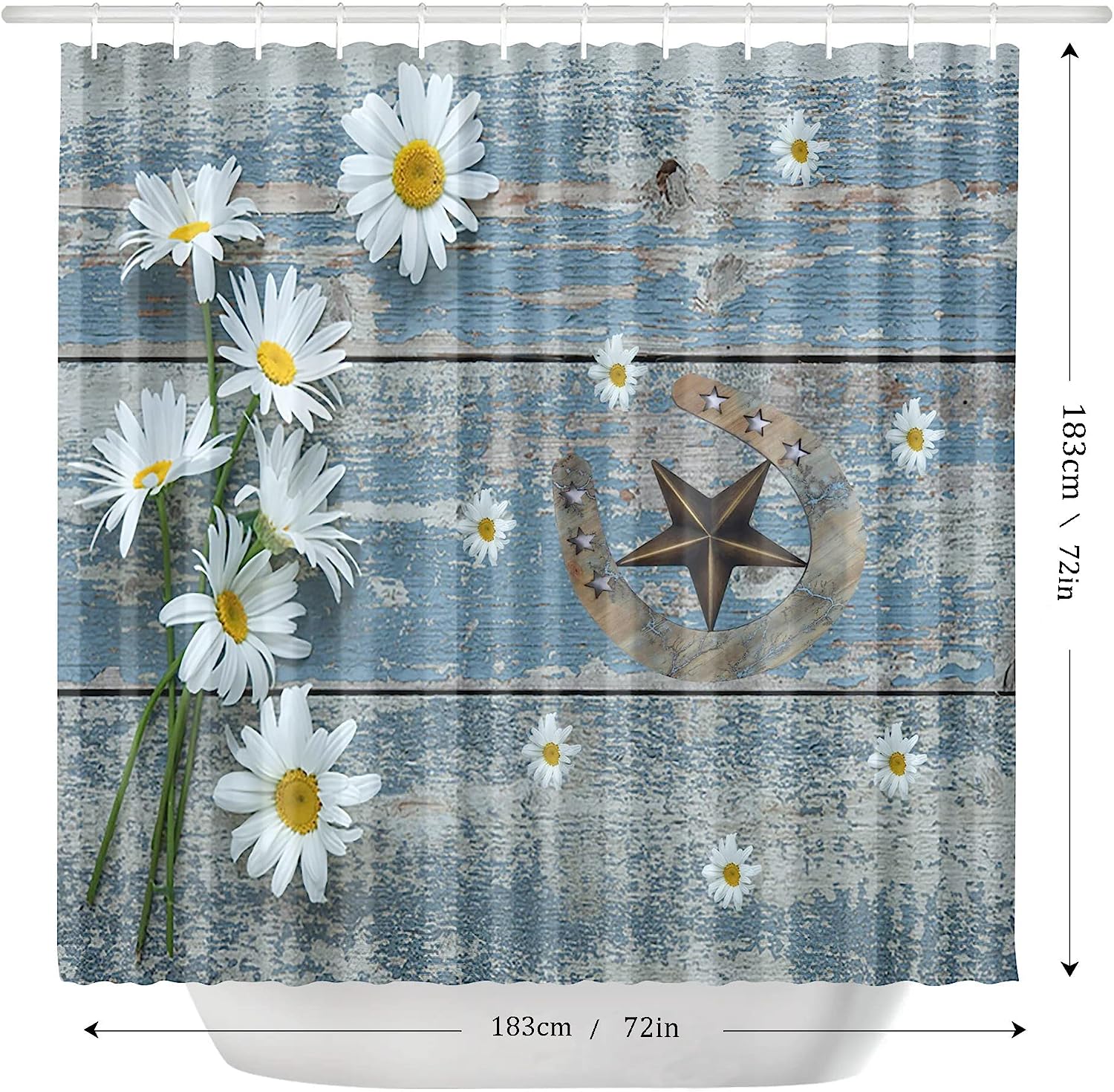 Vintage Western Cowboy Star Shower Curtain For Bathroom