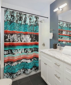 Vintage Western Shower Curtain - Rustic Bathroom Decor with Cowboy Accents and Western Prints