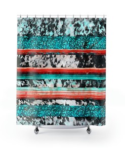 Vintage Western Shower Curtain - Rustic Bathroom Decor with Cowboy Accents and Western Prints