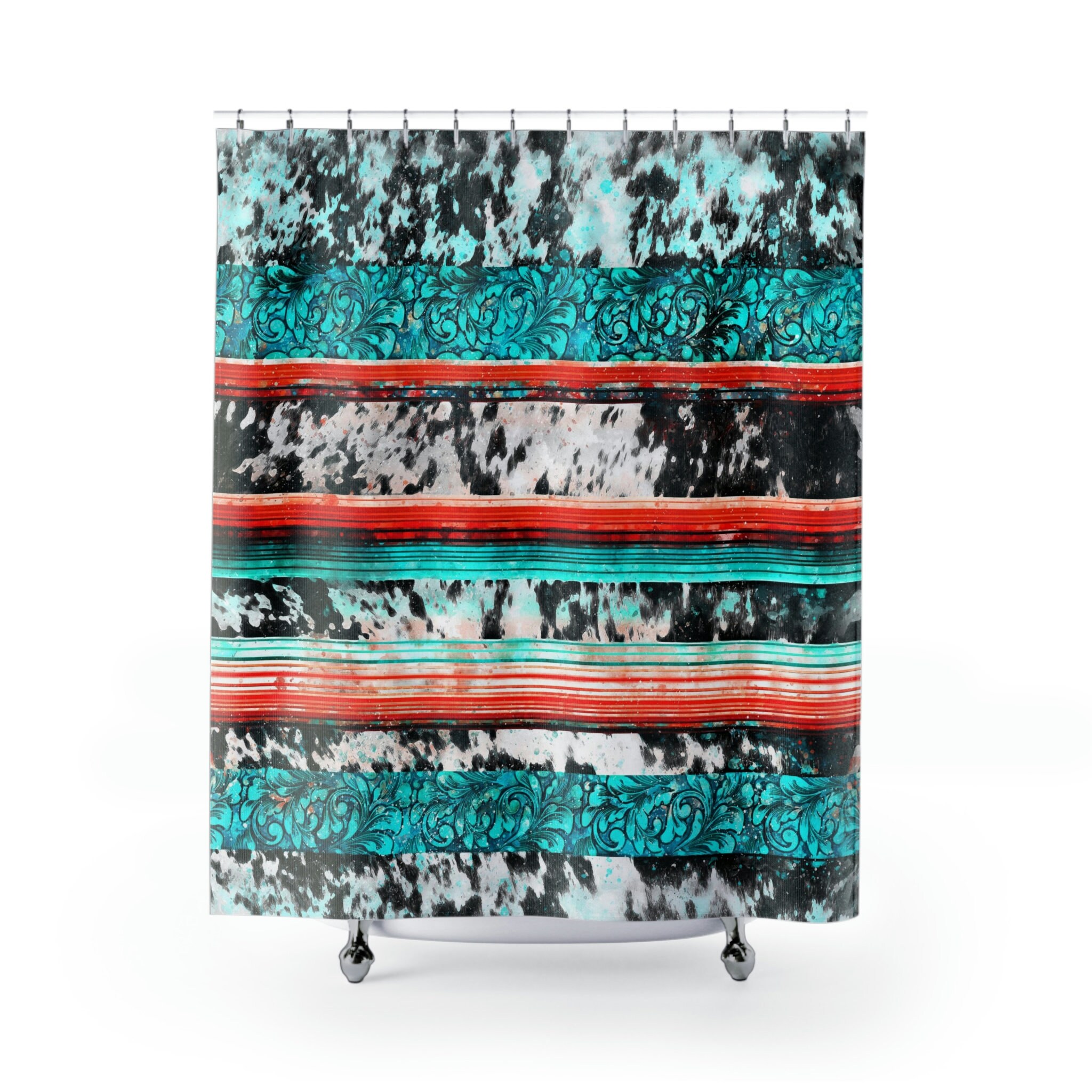 Vintage Western Shower Curtain - Rustic Bathroom Decor with Cowboy Accents and Western Prints