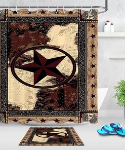 Vintage Western Style Shower Curtain - Texas Star Design for a Rustic Bathroom 