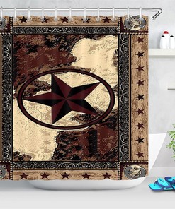 Vintage Western Style Shower Curtain - Texas Star Design for a Rustic Bathroom