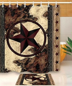 Vintage Western Style Shower Curtain - Texas Star Fabric Design for a Rustic Bathroom 