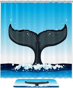 Vintage Whale Tale Shower Set With Waterproof Fabric And Bath Accessories