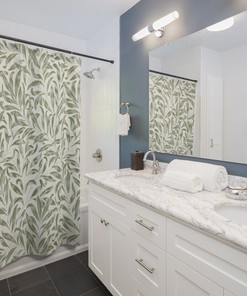 Vintage William Morris Antique Green Willow Bough Shower Curtain - English Print Bath Accessory