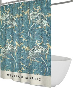 Vintage William Morris Blue Floral Pattern Shower Curtain for a Cozy and Charming Farmhouse Bathroom