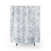 Vintage William Morris Blue and White Tulip Design Shower Curtain - Antique English Print Bathroom Decor