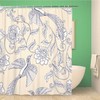 Vintage William Morris Floral Shower Curtain with Retro Abstract Outline Pattern - Waterproof Fabric Bathroom Curtains 