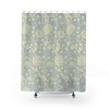 Vintage William Morris Soft Blue Cream Tulip Design Shower Curtain - Antique English Print Bath Accessory