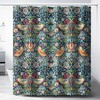 Vintage William Morris Strawberry Thief Green Shower Curtain with Original Design