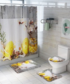 Vintage Wood Easter Eggs Waterproof Shower Curtain