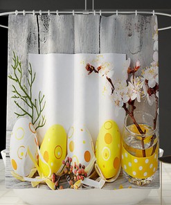 Vintage Wood Easter Eggs Waterproof Shower Curtain