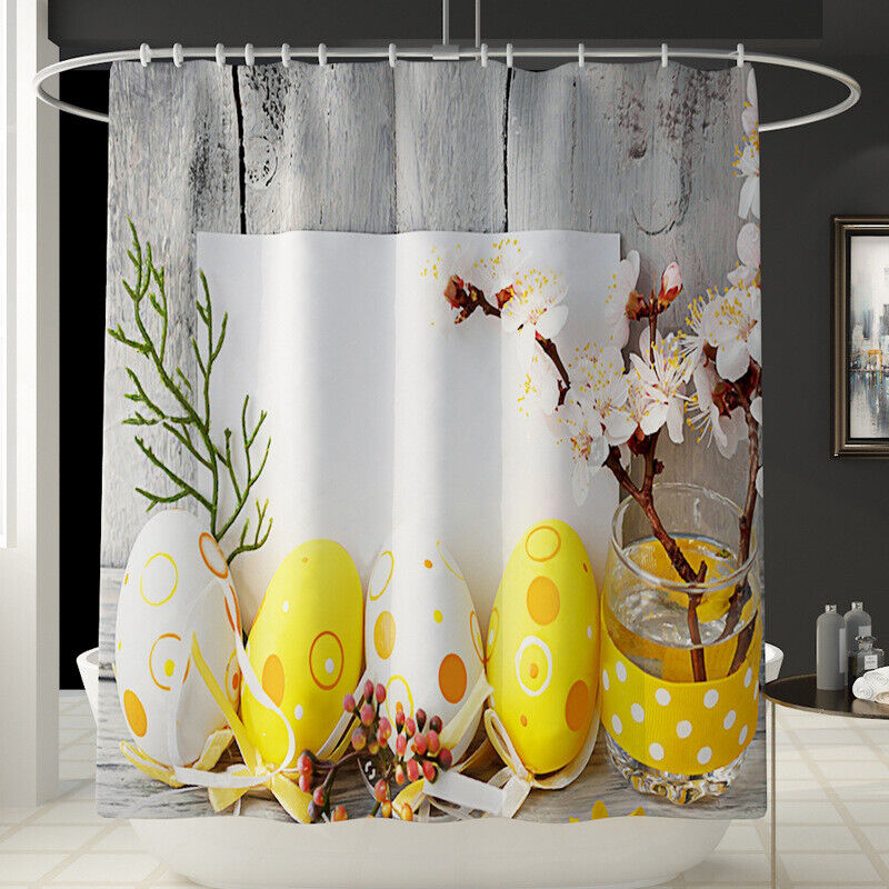 Vintage Wood Easter Eggs Waterproof Shower Curtain