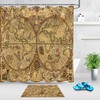 Vintage World Map Pirate Ship Shower Curtain, Waterproof Fabric Bathroom Curtain with Historical Theme
