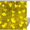 Vintage Yellow Hearts Shower Curtain, Retro Washable Bath Curtain with Heart Print for Bathroom