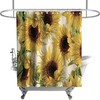 Vintage Yellow Sunflower Print Shower Curtain Rustic Country Bathroom Decor Waterproof