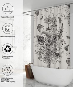 Vintage botanical patterned Shower Curtain for Nature Inspired Bathroom Decor