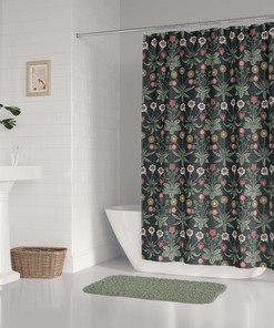 Vintage-Inspired Chamomile Dandelion Wildflowers Shower Curtain, William Morris-Inspired Design for a Romantic Bathroom